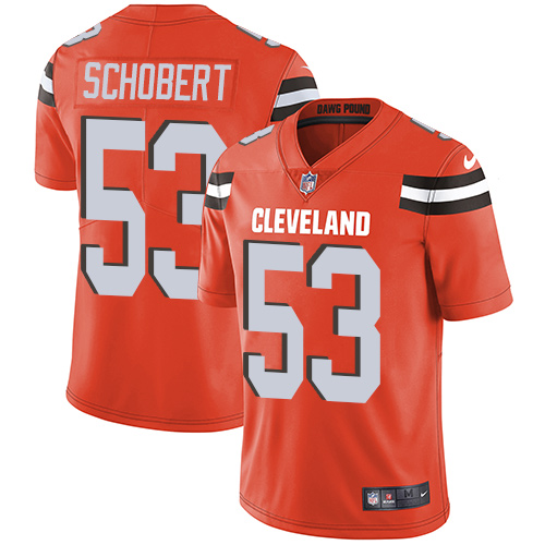 Nike Browns #53 Joe Schobert Orange Alternate Youth Stitched NFL Vapor Untouchable Limited Jersey - Click Image to Close